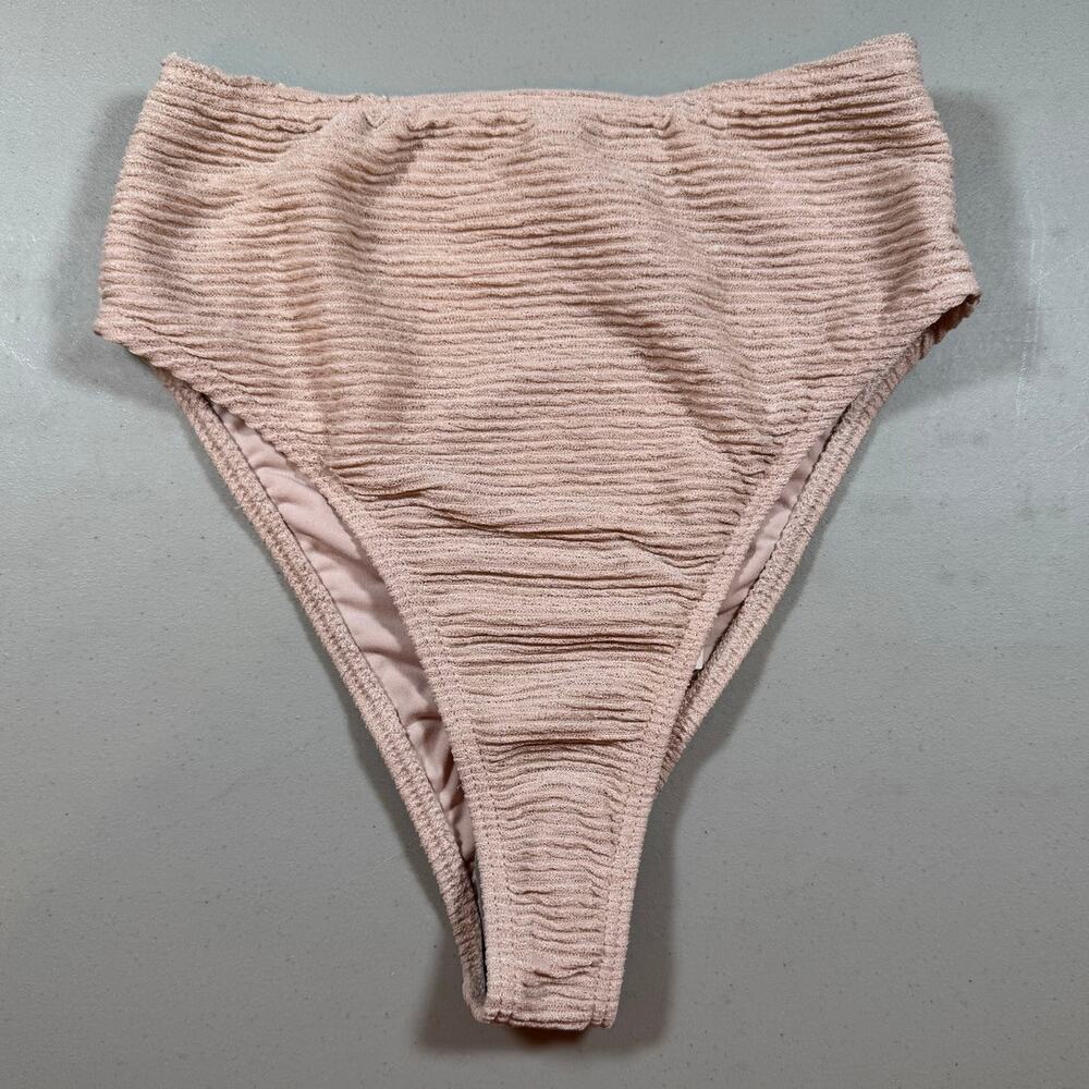 Rumer Cassidy High Waisted Bikini Bottoms Black Textured Size S NWT‎